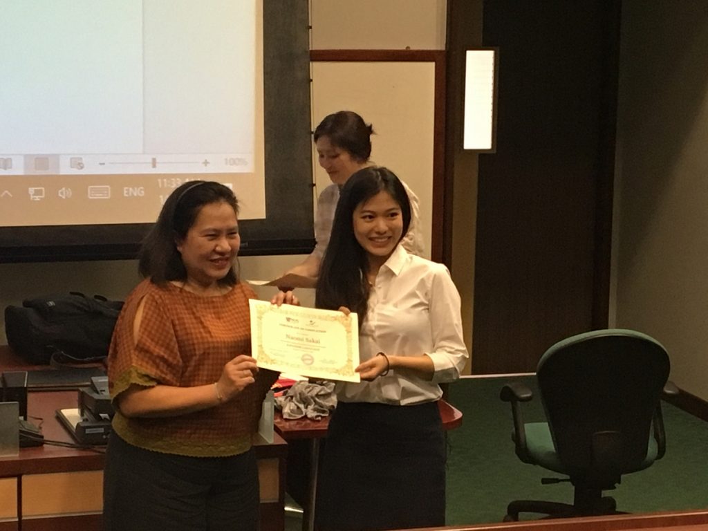 シンガポール国立大学の日本語講座を受講した学生
